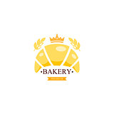 Croissant bakery emblem or logo with text