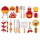 Barbecue Grill Icons Vector Illustratio