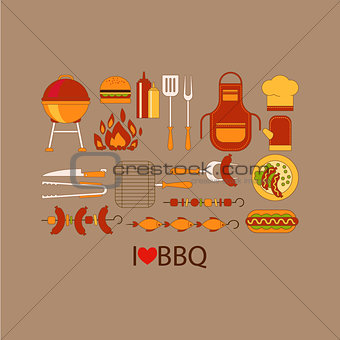 Barbecue grill party vector set