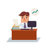Business Man Thinking Cartoon Character Vector Illustration