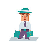 Business Man with Bags Cartoon Character Vector Illustration