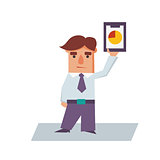 Business Man holding Graphics Cartoon Character Vector Illustration