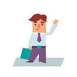 Business Man Raising Hand Cartoon Character Vector Illustration