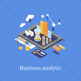 Business concept 3d isometric infographic data analytics