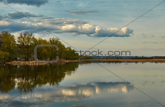 The Volga landscape with reflection