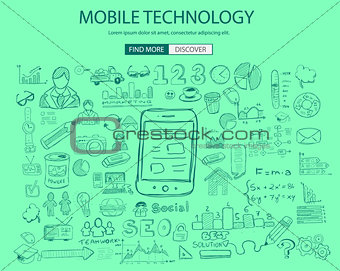 Mobile technology concept with Doodle design style