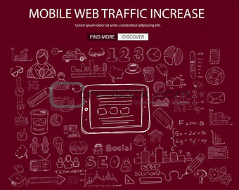 Mobile web traffic concept with Doodle design style 