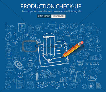 Production Check Up concept with Doodle design style 