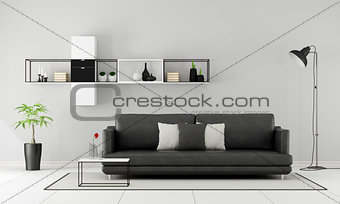 Black and white minimalist lounge