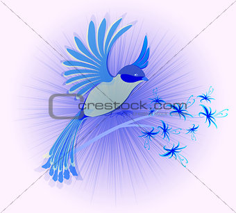 Bird of Paradise with flowers. EPS10 vector illustration