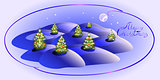 Card with Christmas trees. Christmas greeting. EPS10 vector illustration