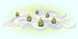 Christmas trees with balls. EPS10 vector illustration