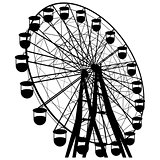 Silhouette atraktsion colorful ferris wheel. Vector illustration