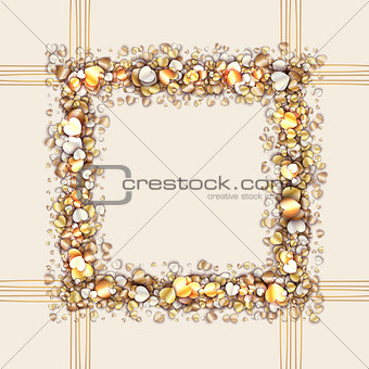 Vintage frame with golden hearts
