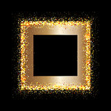 Golden frame on black background