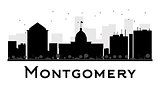 Montgomery City skyline black and white silhouette
