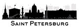 Saint Petersburg City skyline black and white silhouette.