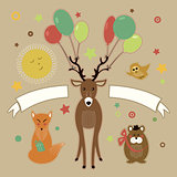 Greeting card with forest friends