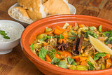 Moroccan dish with lamb and vegetables