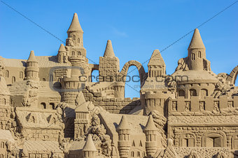 Sand castle with several towers