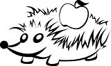 stylized hedgehog with apple