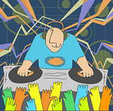Cartoon funny DJ illustration