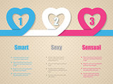 Valentine's day infographic with heart ribbon and straight flag