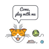 Playful cat with speech bubble and saying