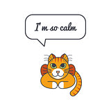 Calm cat with speech bubble and saying