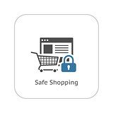 Safe Shopping Icon. Flat Design.