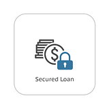 Secured Loan Icon. Flat Design.