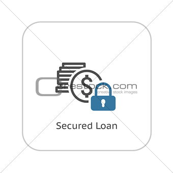 Secured Loan Icon. Flat Design.