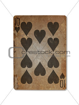 Very old playing card, ten of hearts