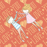 Vector Seamless Card With Couple 01 [Converted]