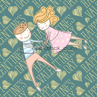 Vector Seamless Card With Couple 04 [Converted]
