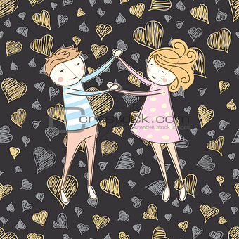 Vector Seamless Card With Couple 07 [Converted]