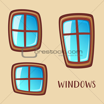Cartoon wooden windows collection