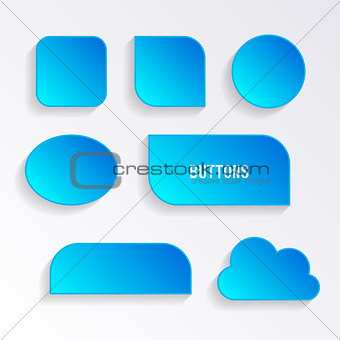 Various blue buttons with shadows
