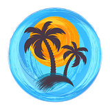 Sun and palm trees illustration