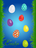 Easter floral background with eggs