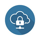 Cloud Data Protection Icon. Flat Design.