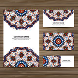 Business card template. Vector illustration in tribal style