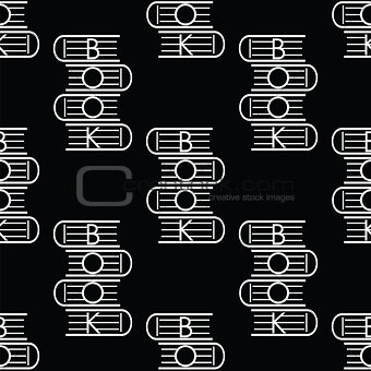 black seamless pattern with  symbol of the book