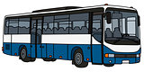 Blue and white bus