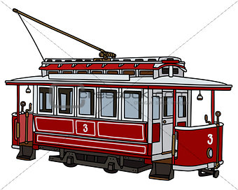 Vintage dark red tramway