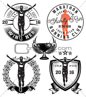 set vector template with stylish sports athlete for marathon