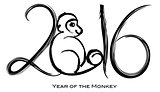 2016 Year of the Monkey with Peach Ink Brush Strokes