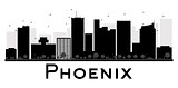 Phoenix City skyline black and white silhouette