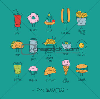 Food characters turquoise 