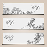 banner templates set with floral elements.